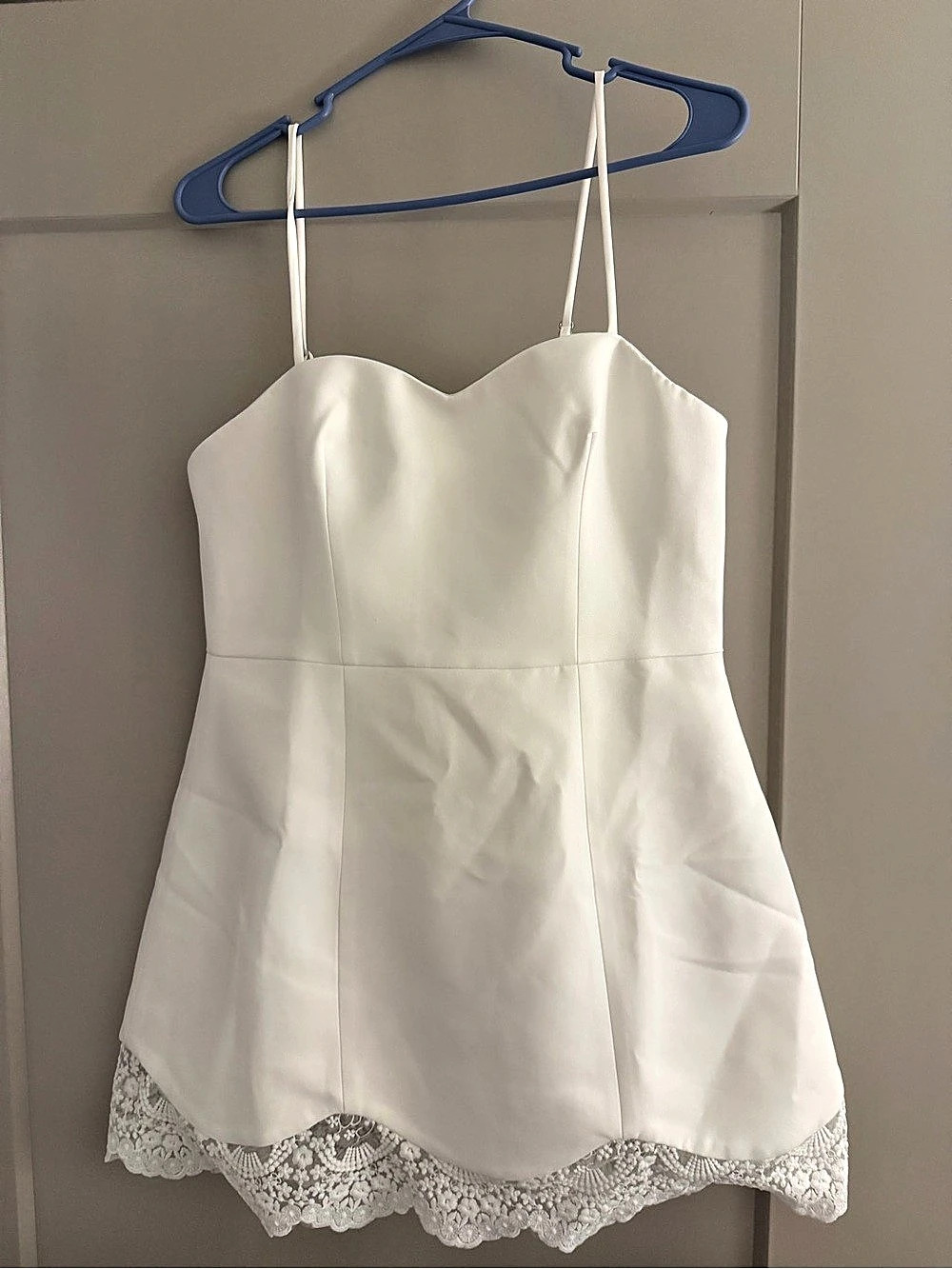 Ave & Liv Lace Overlay Mini Dress in White NWT